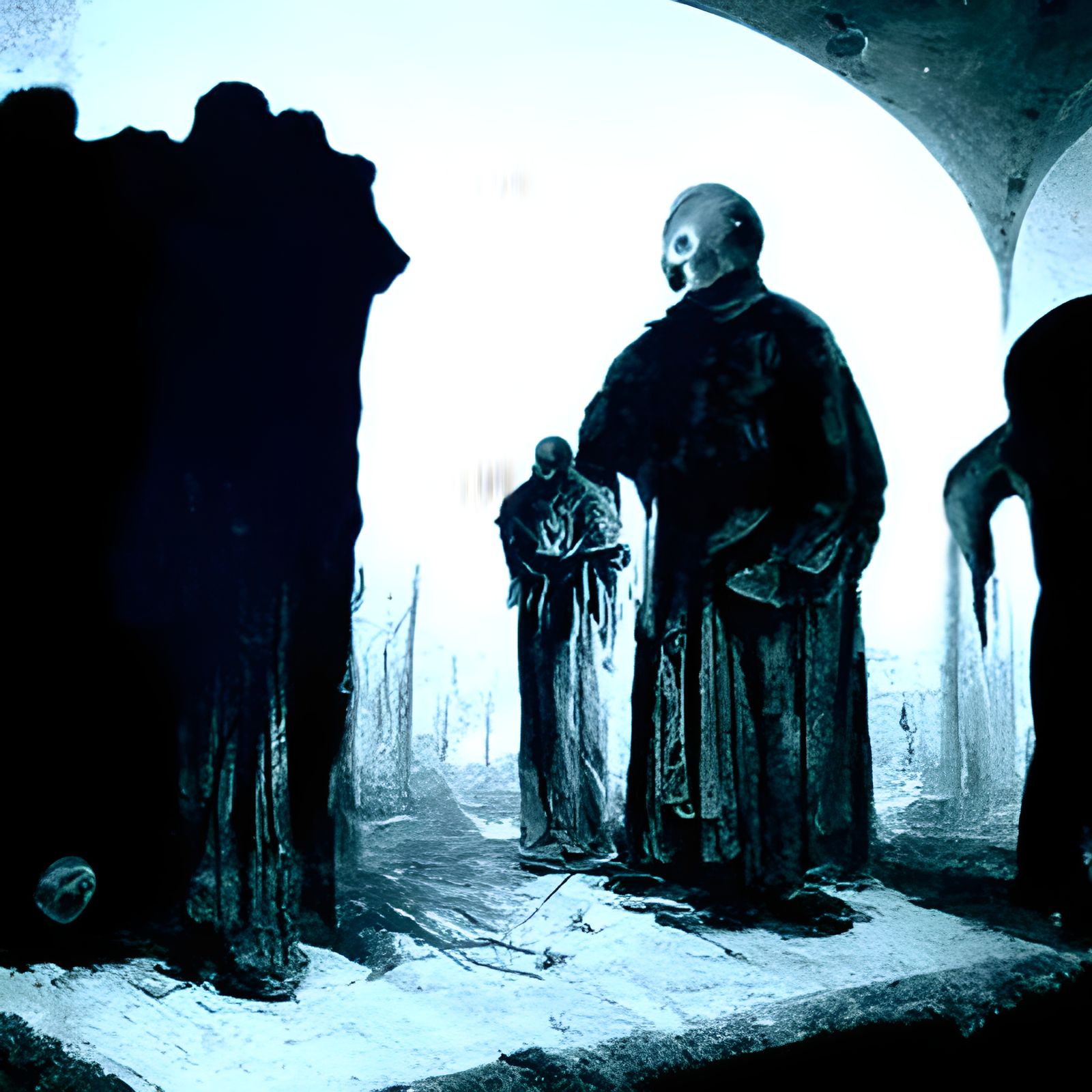 Creepy Headless Monks in Liminal Cathedral