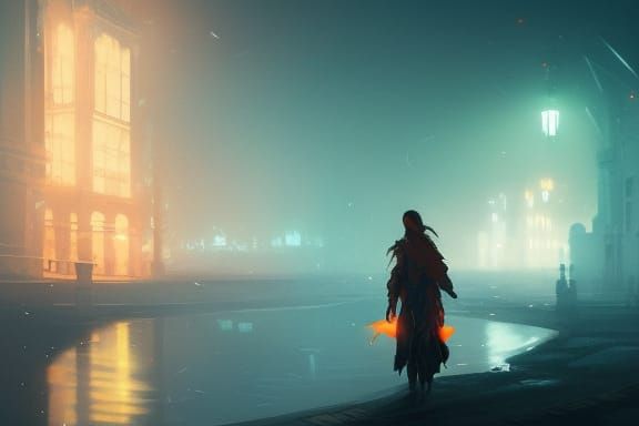 Lonely Night 8k resolution concept art by Greg Rutkowski dynamic lighting hyperdetailed intricately detailed Splash art ...