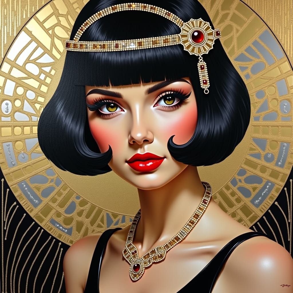 1920s Woman in Impasto Art Deco Style