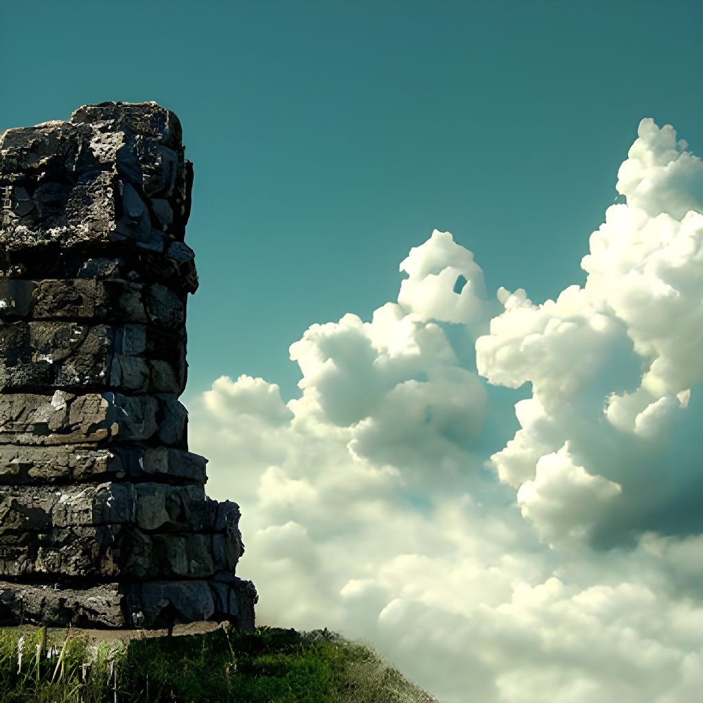 Monolith Ruins Under Cloudy Sky