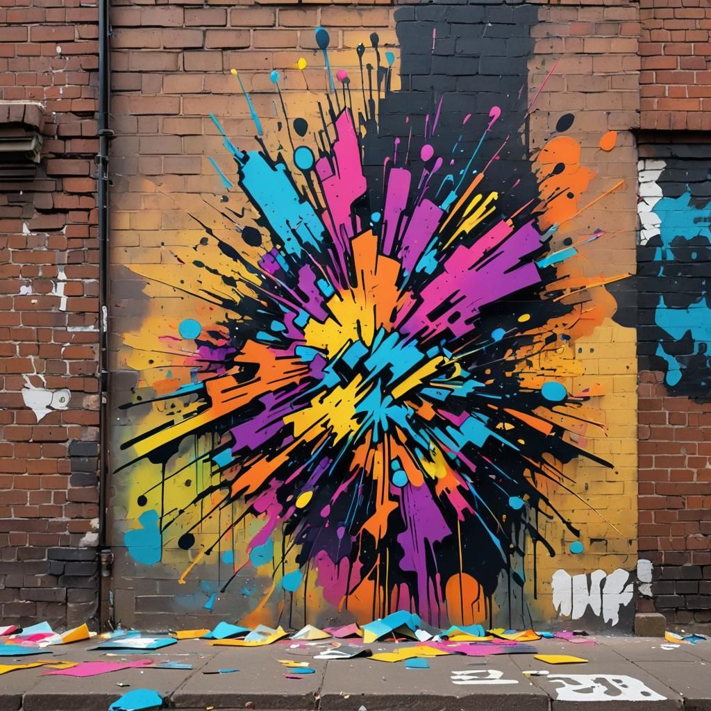 Vibrant Street Art Tagging in Saul Bass Style