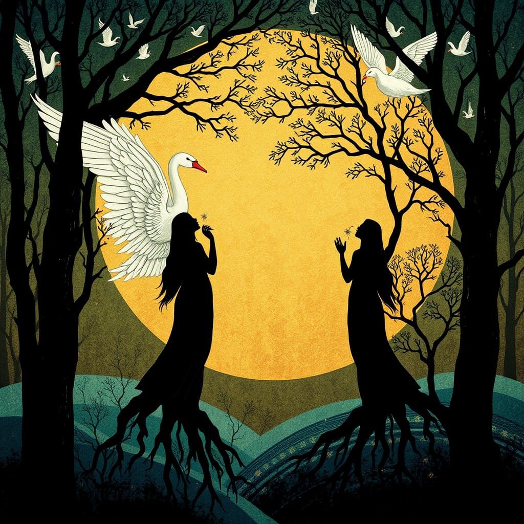 Women Rise Like Trees in a Vibrant, Whimsical Landscape