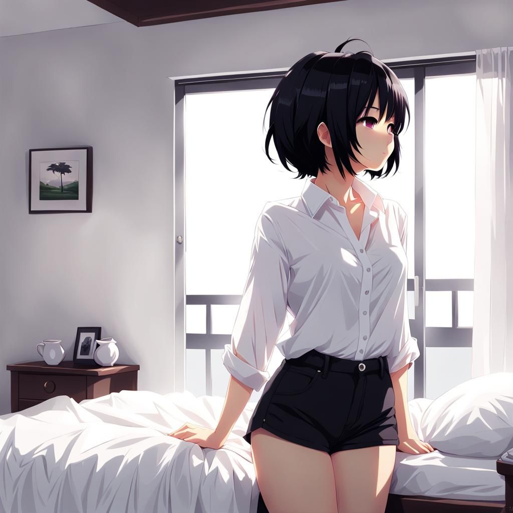 Anime Woman Waking Up in the Morning