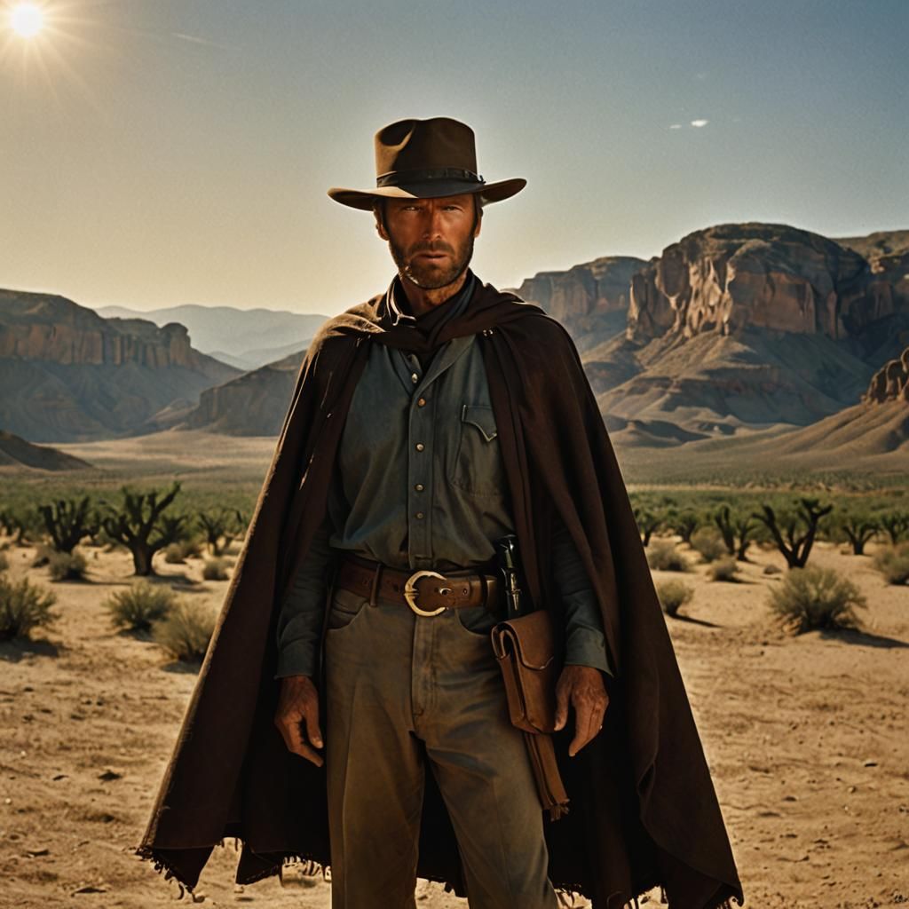 Clint Eastwood as Western Hero in Tenebrism Style