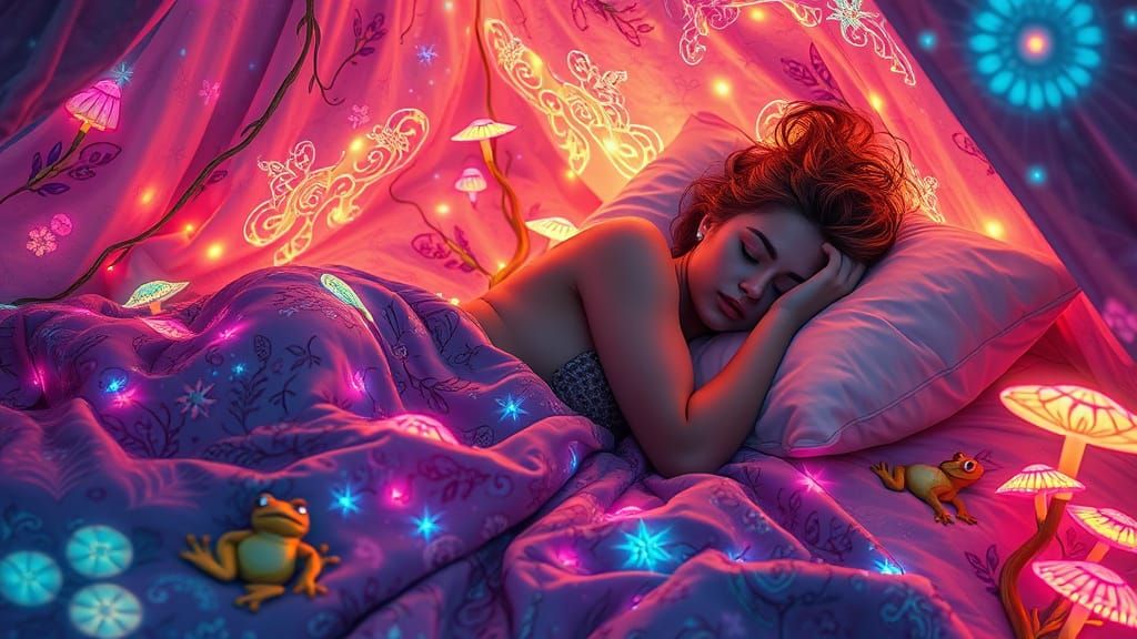 Dreamlike Utopia: Bioluminescent Aura and Kaleidoscopic Ener...