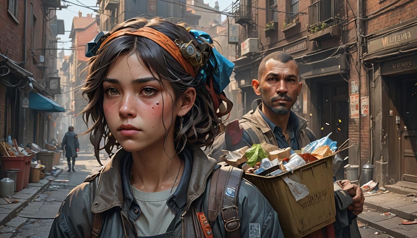 Detailed Portrait in a Village Alley