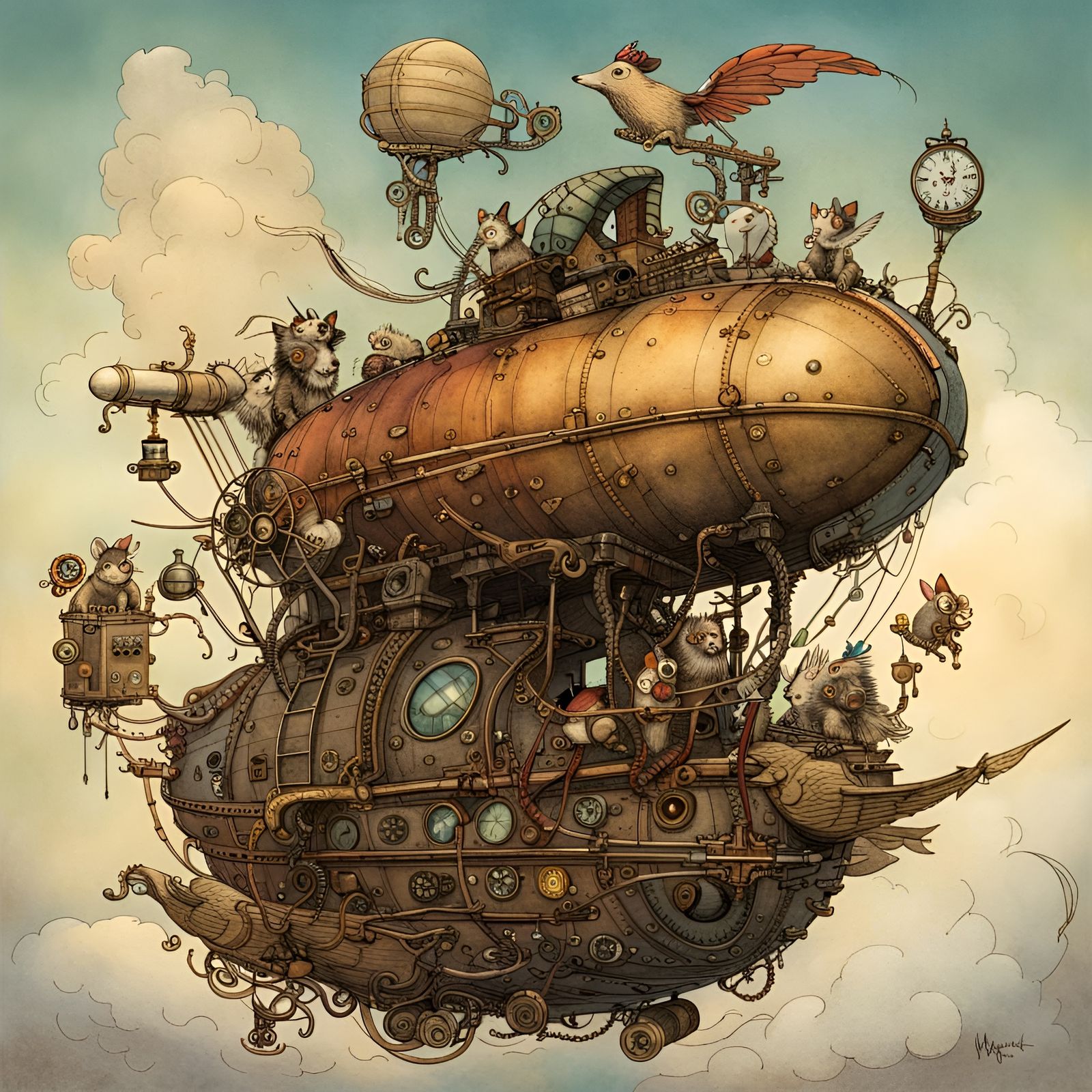 Noah’s Arc Revisited (steampunk animal airship)
