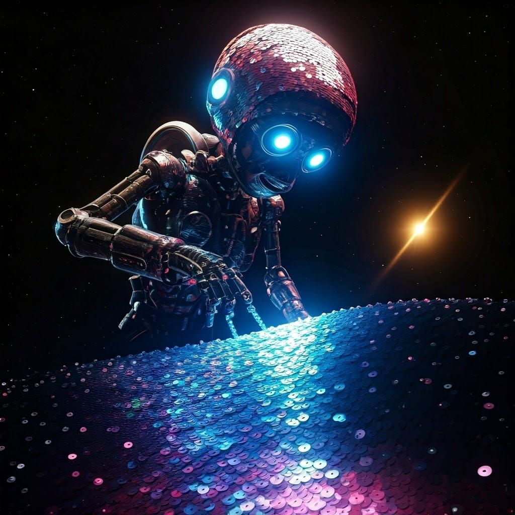 Cosmic Sequin Weaver in Nebula