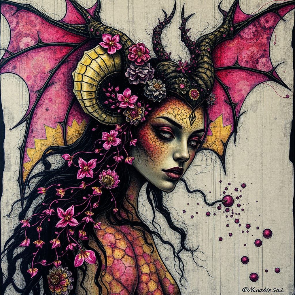 Ethereal Goddess in a Neo-Fauvist Tapestry