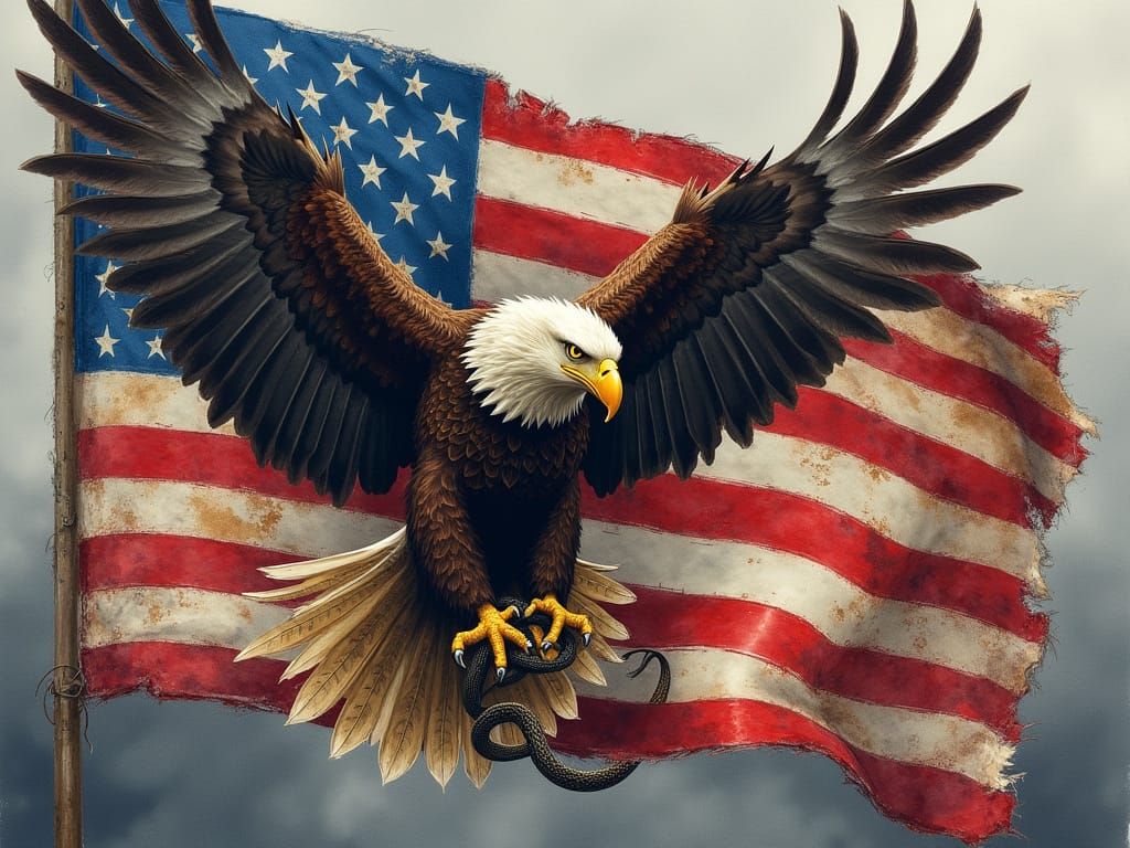 Battered American Eagle Suffers in Ashen Landscape