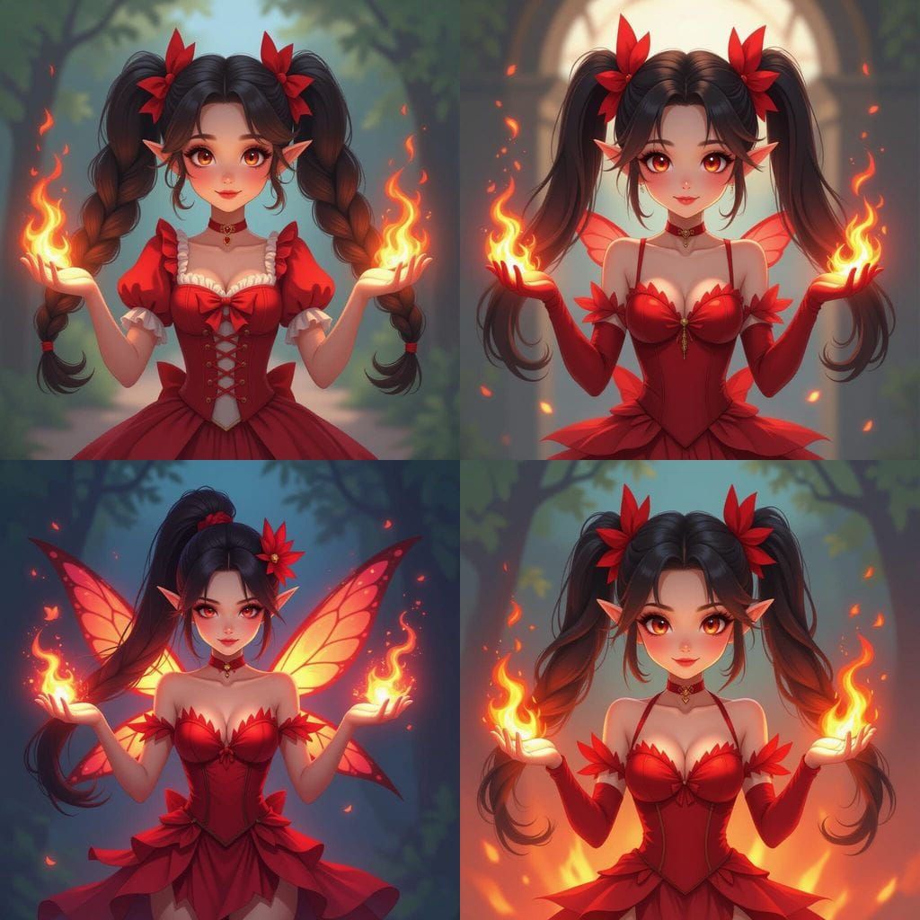 Pretty Fire Fairy with Magic Hands