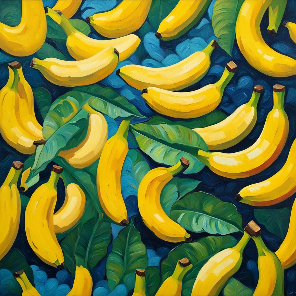 Banana in Expressionist Oil Painting Style