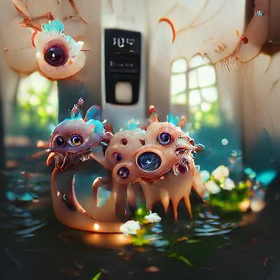 Cute Beholder Creature with Magic Spells