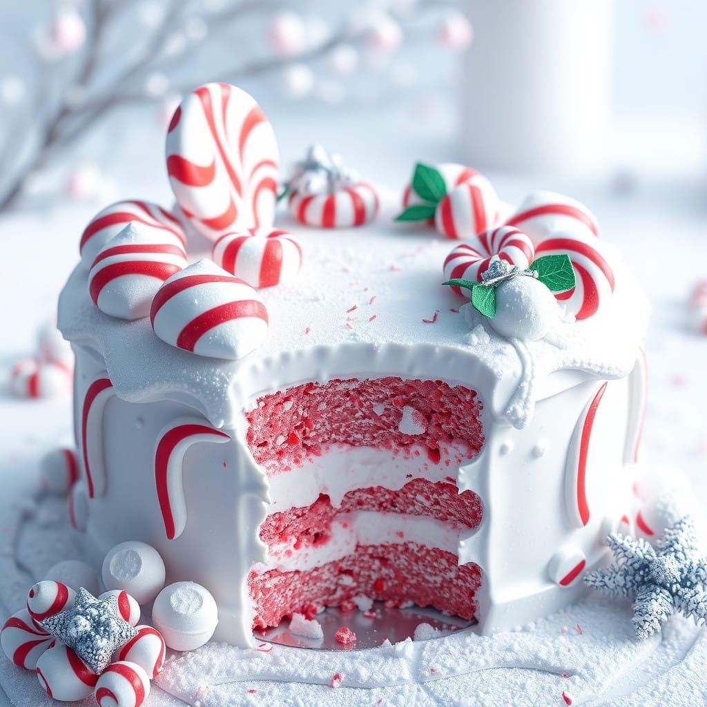 Surreal Winter Dessert in Anime Art Style