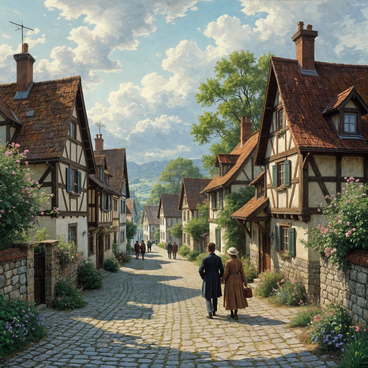 Inspiring Landscape Painting of a Serene Village