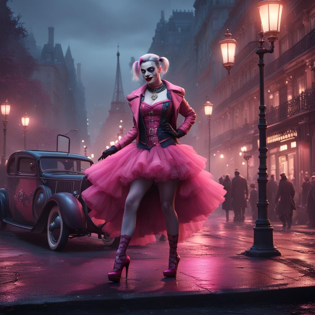 Harley Quinn in Paris: Detailed Matte Painting