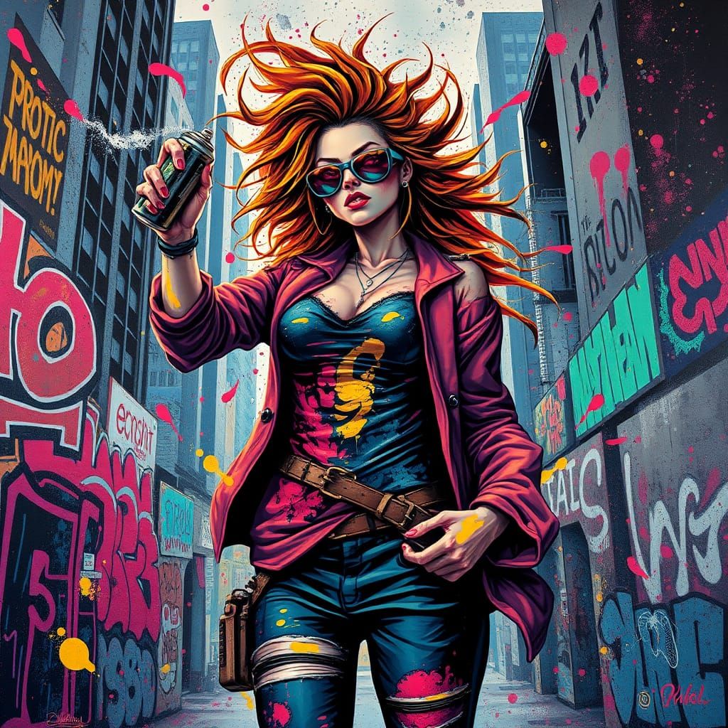 Mother of Mayhem: Vibrant Graffiti Art in Cityscape