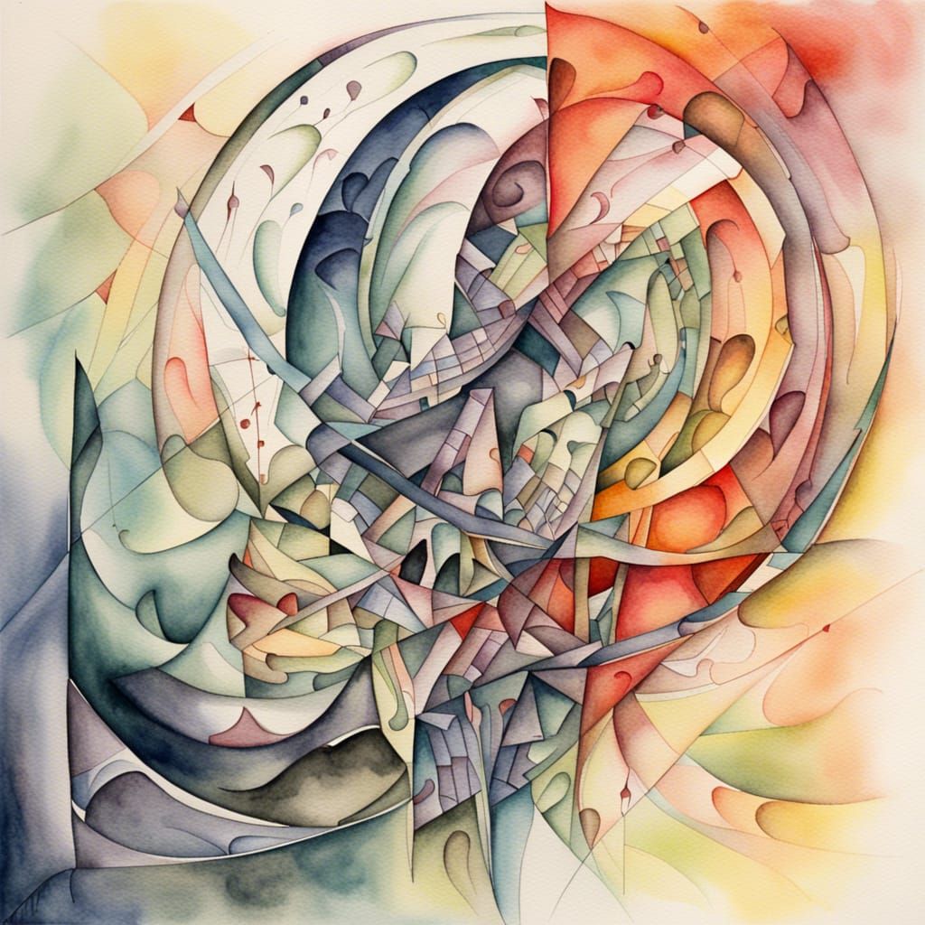 Deconstructivist Watercolor of Life and Death