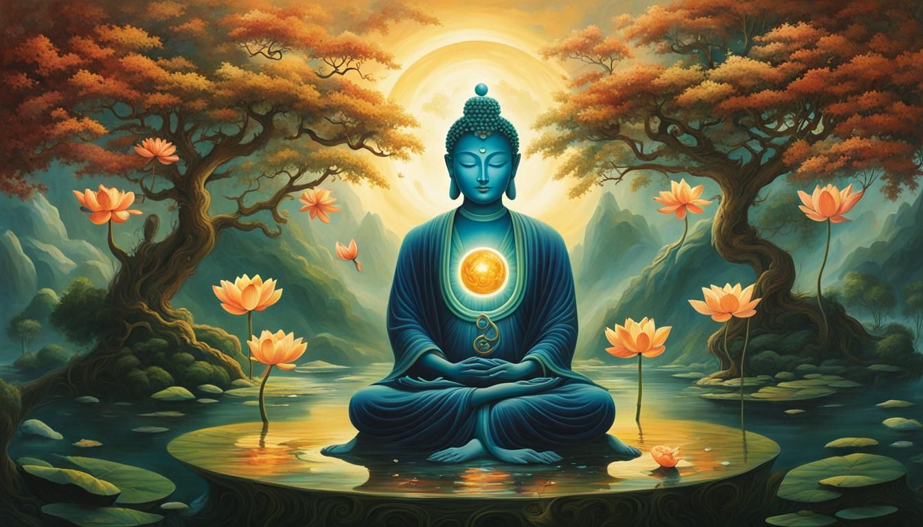 Ethereal Being in Balance: A Detailed Color Illustration