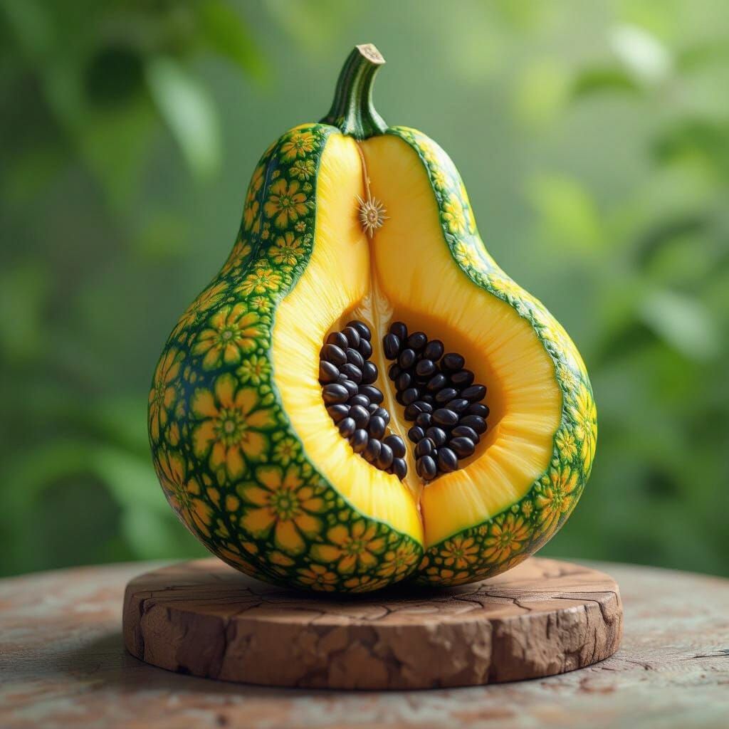 Green and Yellow Fractal Gourd Art
