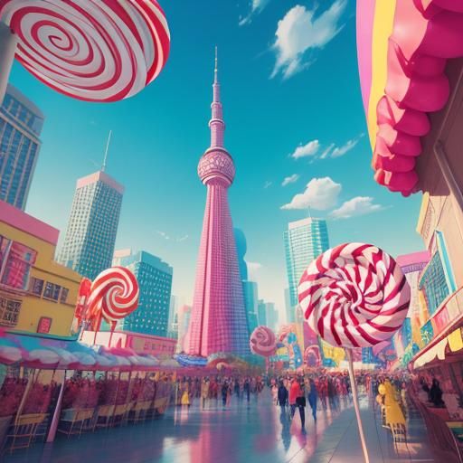 Giant Lollipop in City Square: Candy Art