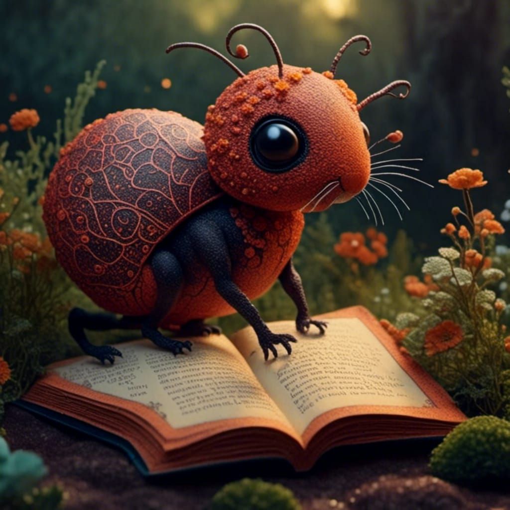 Adorable Fantasy Creature Reads in Fairy Garden