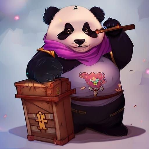 Chubby Panda Cosplay in a Dungeon: Digital Portrait