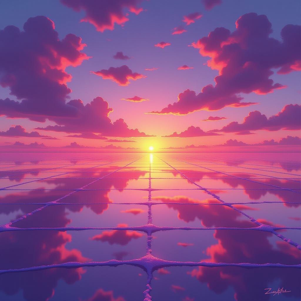 Pink Salt Lake at Sunset