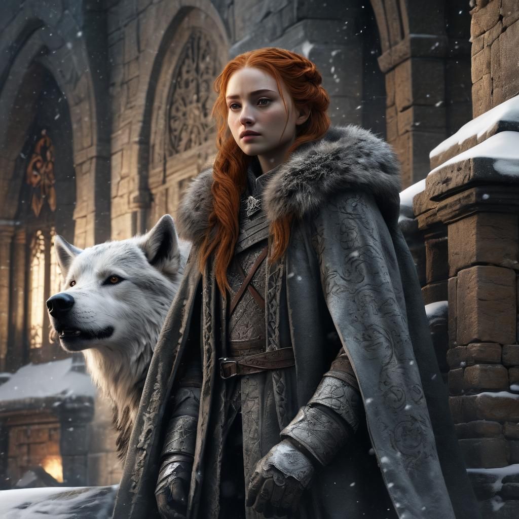 Serious Sansa Stark Stands Vigilant in Northern Castle