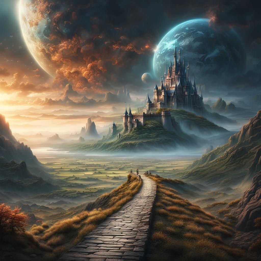 Epic Fantasy Path in Dramatic Digital Painting