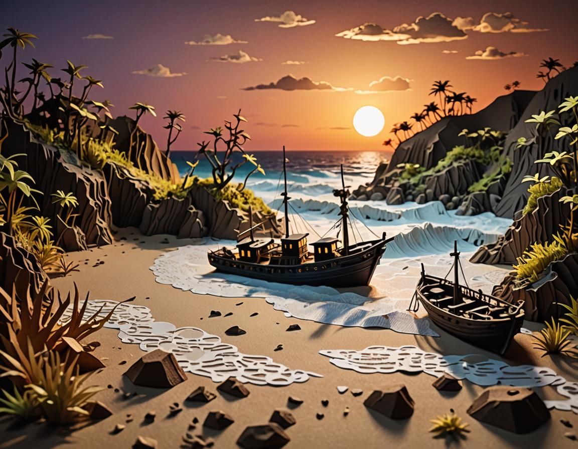 Kirigami Sunset on Skeleton Coast