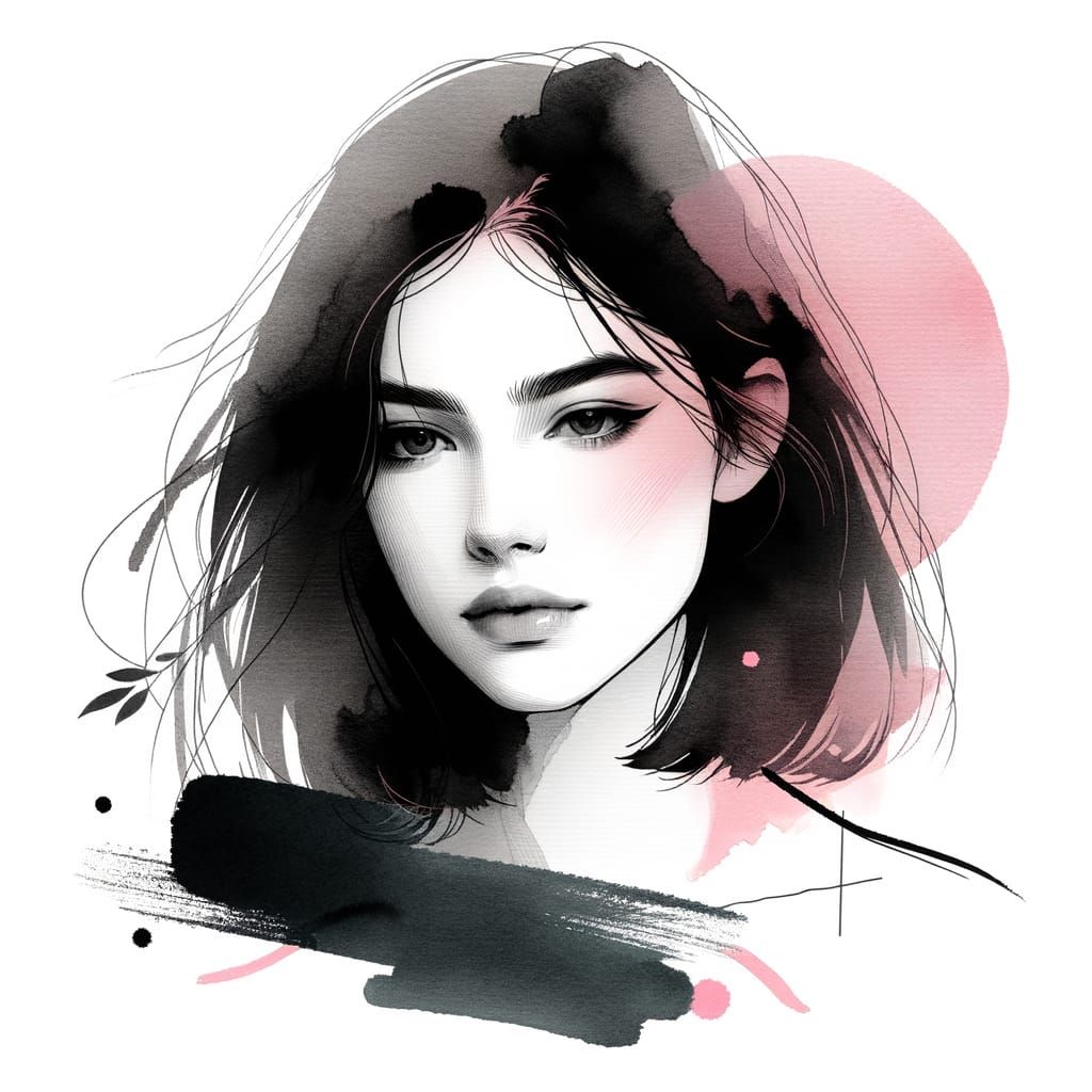 Minimalist Woman Portrait in Watercolor Style
