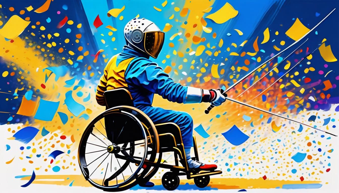 Paralympic Wheelchair Fencer in Expressionist Style
