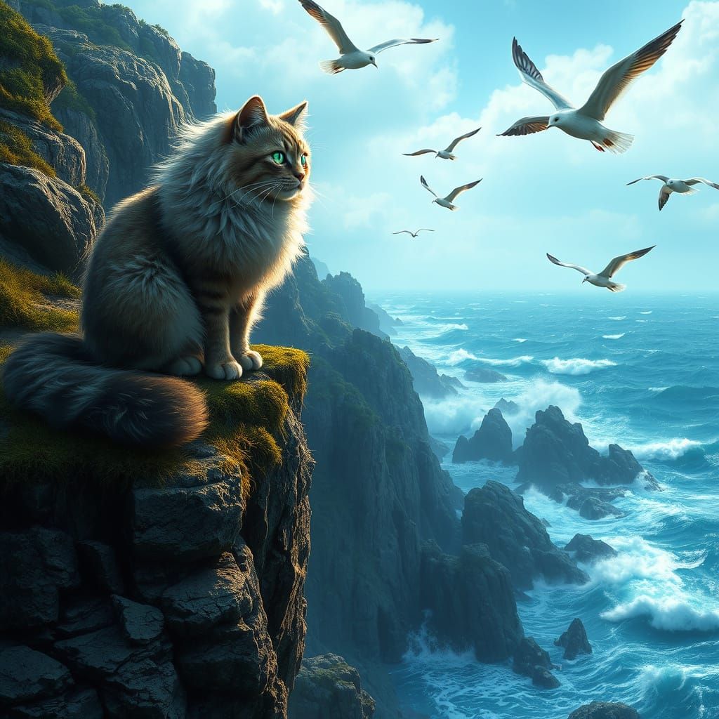 Regal Feline Surveyor of the Mystic Coast