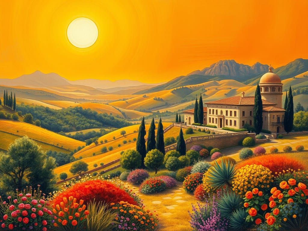 Tuscan Countryside in Impasto Impressionism