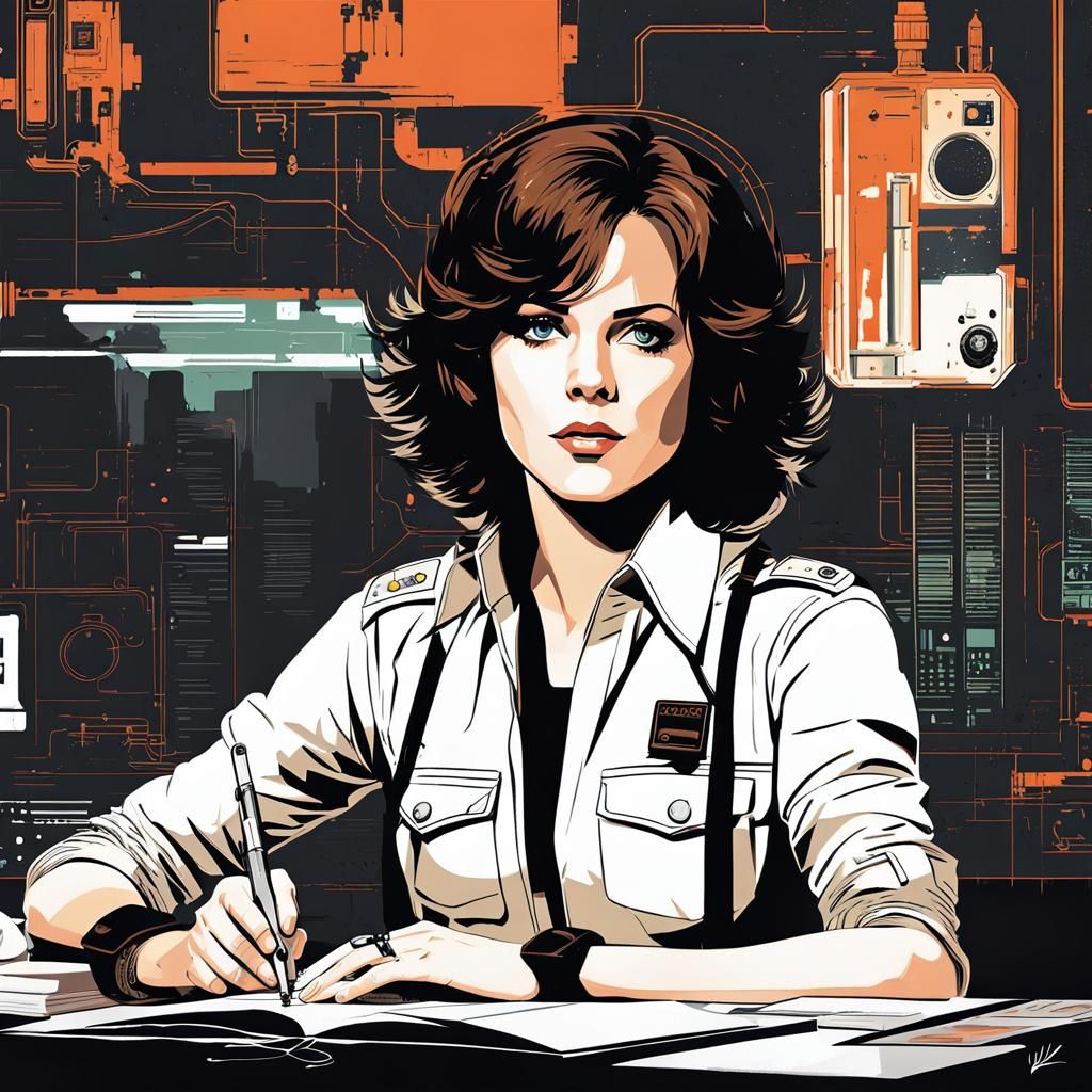 Ellen Ripley Retro Portrait in Vector Art Style