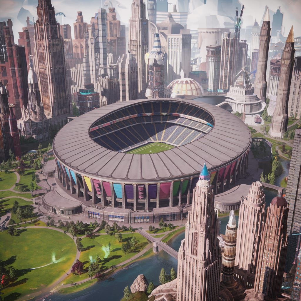 Fantasy Football Stadium Concept Art in City Center