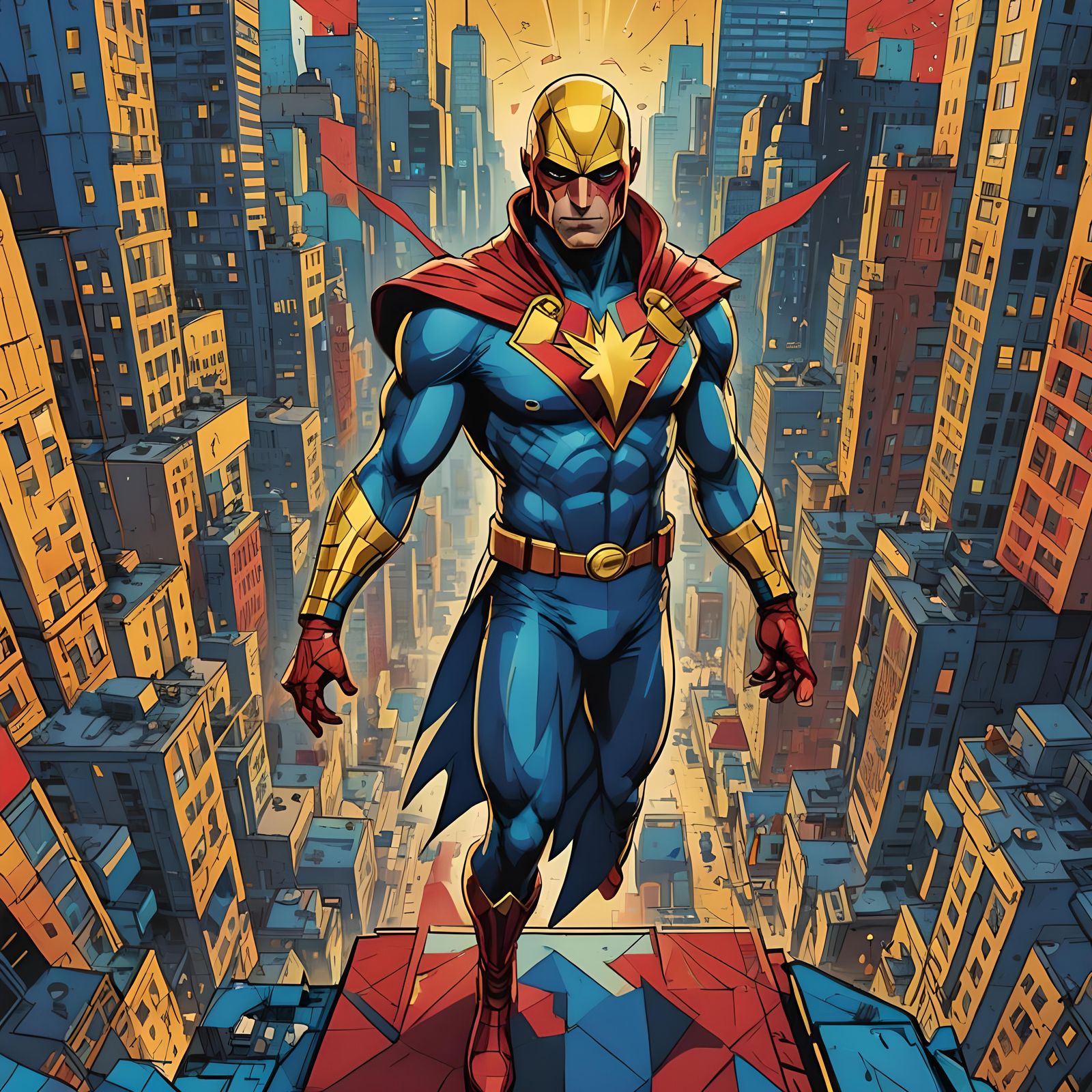 Birdman-Inspired Superhero in Pop Art Style