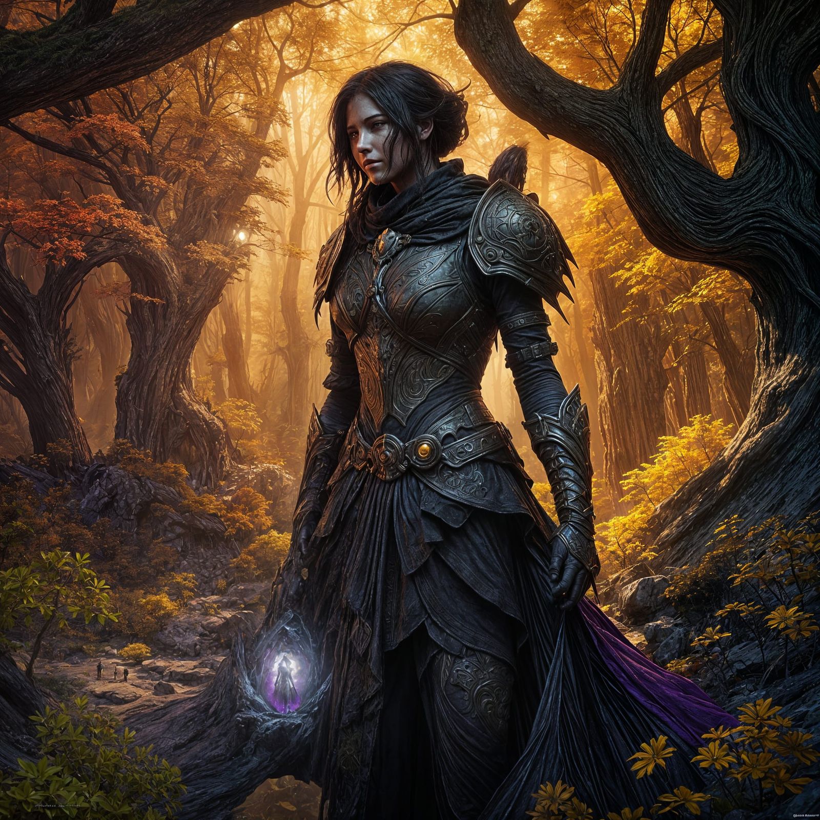 Epic Dark Fantasy Masterpiece in Cyberpunk Style