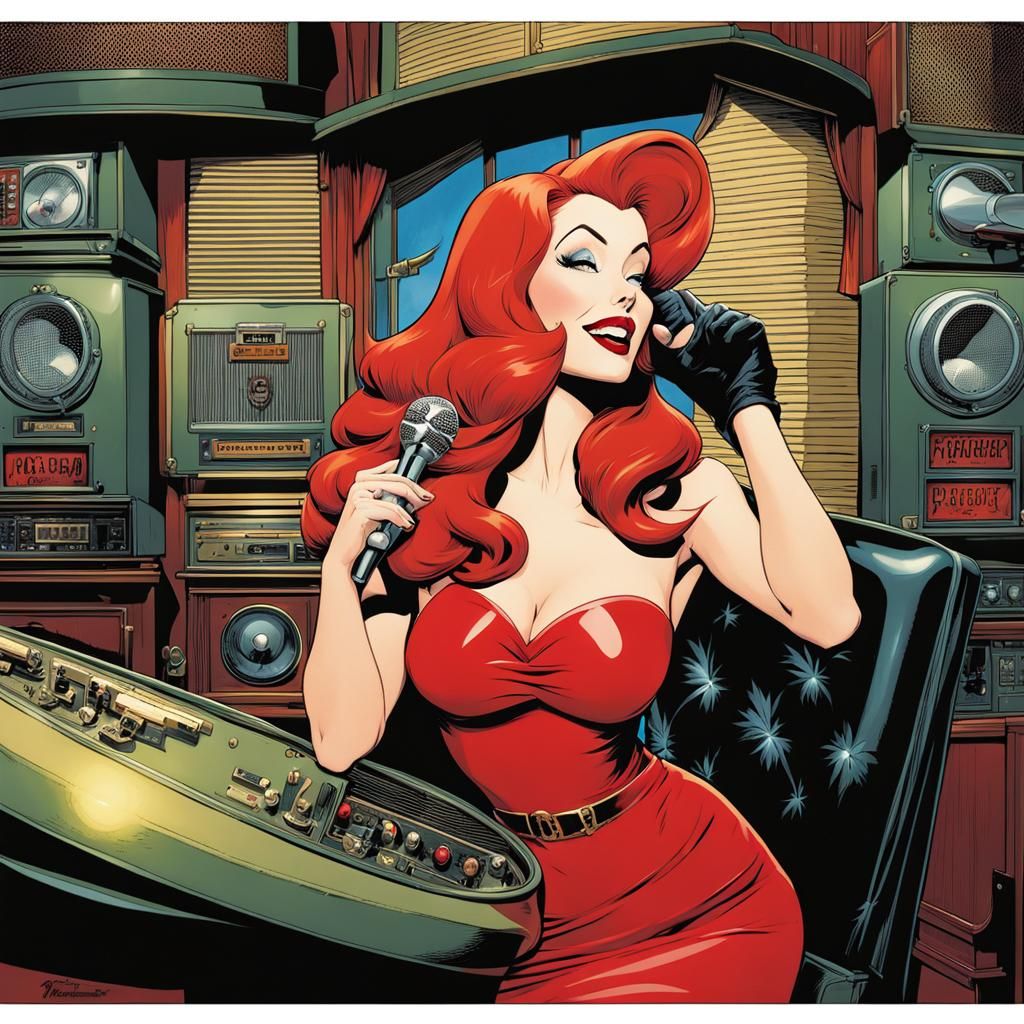 Jessica Rabbit Sings Karaoke in Cartoon Style