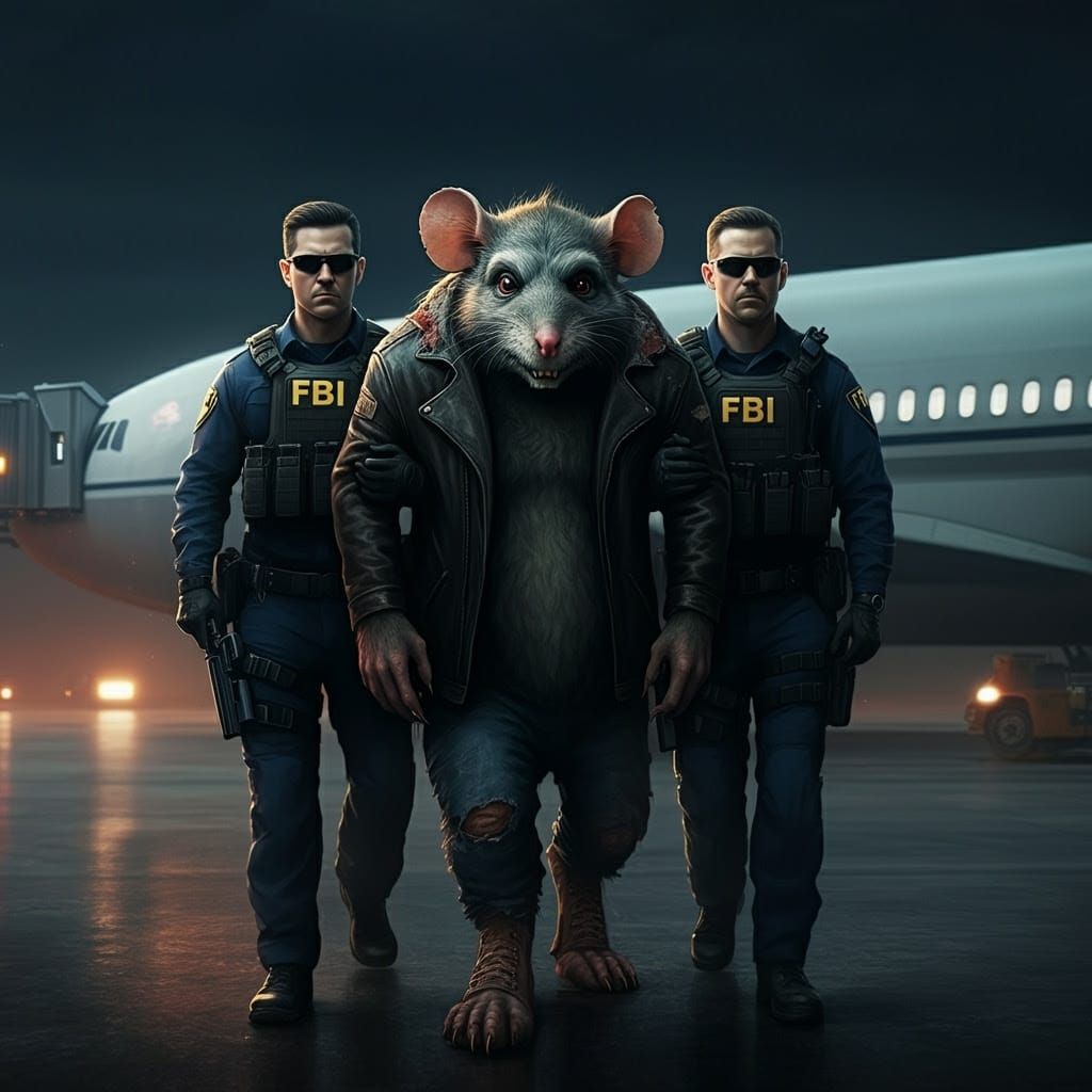 FBI Agents Escort a Weathered Monster Through a Desolate Air...