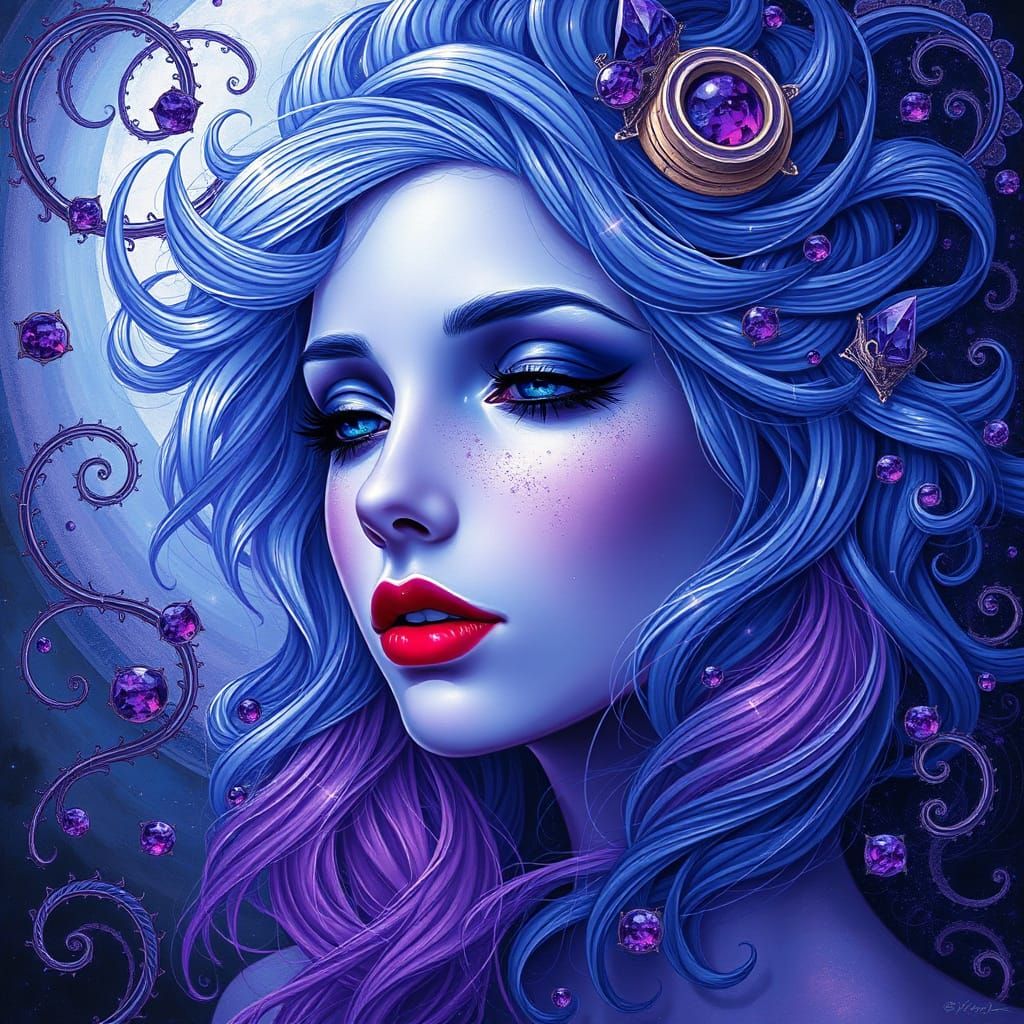 Surreal Portrait of a Woman in Art Nouveau Style