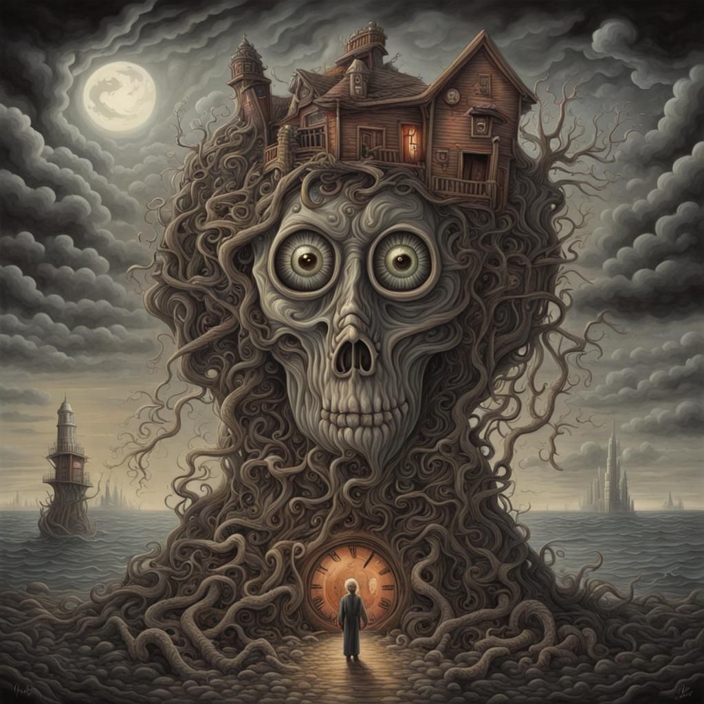 Surreal Passing of Time in Lowbrow Horror Style