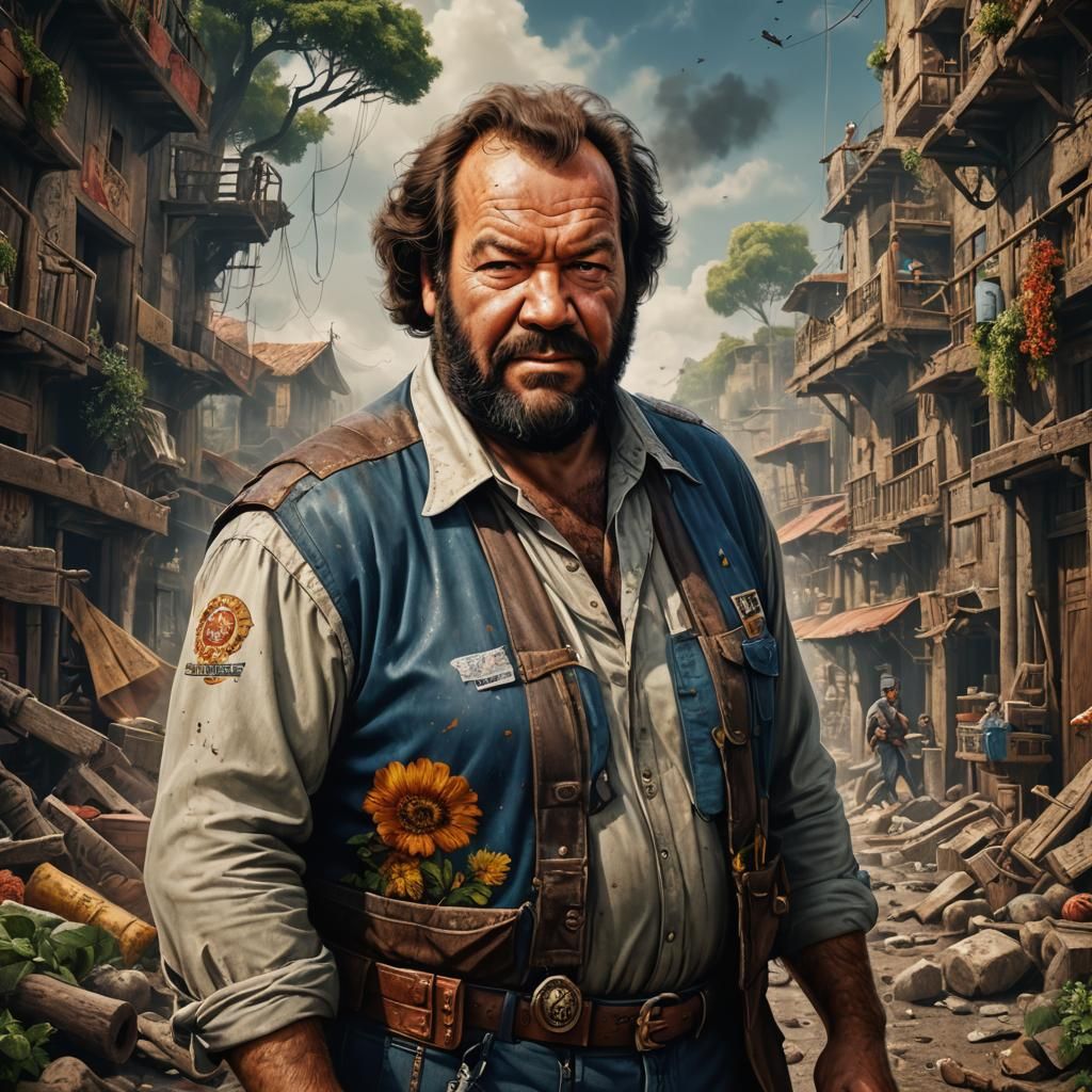 Detailed Portrait of Bud Spencer in Deep Color