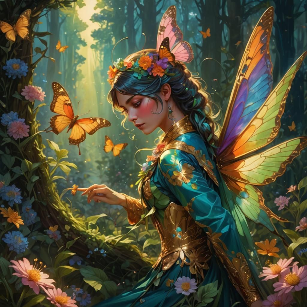 Butterfly Portrait in Splash Art Style