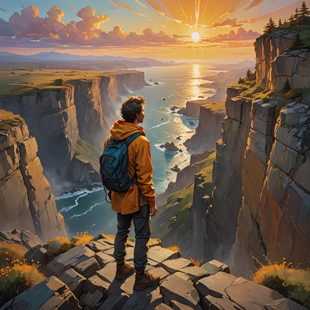 Inspirational Sunrise Cliffside Concept Art