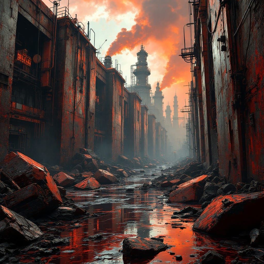 Industrial Wasteland in a Cyberpunk Aesthetic