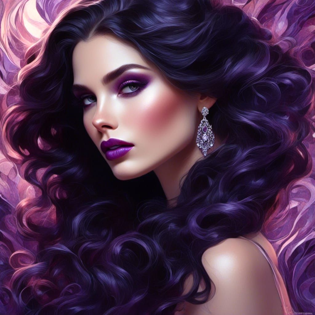 Elegant Art Deco Portrait of a Black-Haired Woman