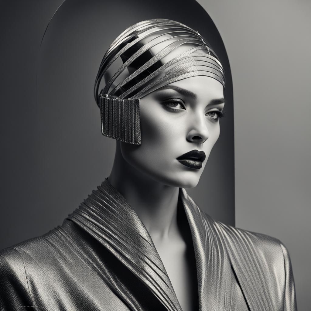 Innovative avant-garde art, deco fashion, fashion editorial, fashion photoshoot, elegant, luxury,