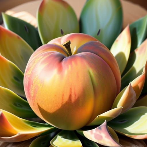 Luscious Oil Painting of a Ripe Peach in Macro